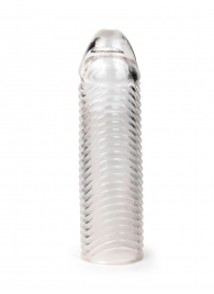 Прозрачная закрытая насадка на пенис с ребрышками - 16 см. - Sex Expert - в Норильске купить с доставкой