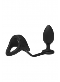 Черное эрекционное кольцо с анальной пробкой Cockstrap With Anal Plug - Dream Toys - в Норильске купить с доставкой