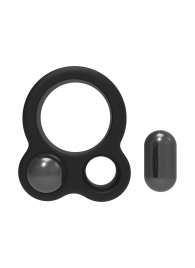 Черное эрекционное кольцо с утяжелителями Cockring Dual Weight - Dream Toys - в Норильске купить с доставкой