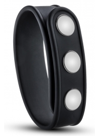 Черное эрекционное кольцо на кнопках - Blush Novelties - в Норильске купить с доставкой