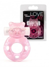 Розовое эрекционное виброкольцо в форме мишки - 1137 - в Норильске купить с доставкой