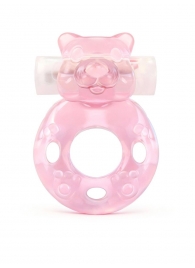 Розовое эрекционное виброкольцо в форме мишки - 1137 - в Норильске купить с доставкой