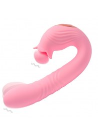 Розовый вибратор Selove Campanula с вращающимся стимулятором клитора - 18,2 см. - Selove