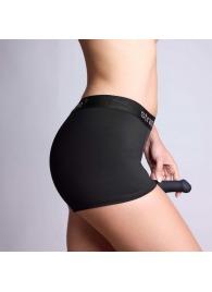 Черные трусики-боксеры для фиксации насадок Strap-on-me Harness Lingerie Allure - size M - Strap-on-me - купить с доставкой в Норильске