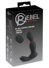 Черная анальная пробка с вибрацией, вращением и пультом ДУ RC Butt Plug with 2 Functions - Orion - в Норильске купить с доставкой