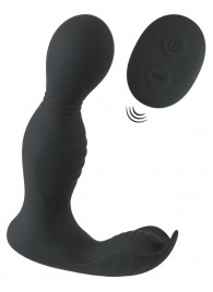 Черная анальная пробка с вибрацией, вращением и пультом ДУ RC Butt Plug with 2 Functions - Orion - в Норильске купить с доставкой