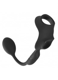 Черное виброкольцо с анальной пробкой Cock Ring with RC Butt Plug - Orion - в Норильске купить с доставкой