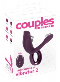 Фиолетовая насадка на член с клиторальным отростком и пультом ДУ RC Couple’s Vibrator 2 - Orion - в Норильске купить с доставкой