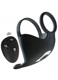 Черная вибронасадка для эрекции и стимуляции мошонки Cock ring with RC ball massager - Orion - в Норильске купить с доставкой