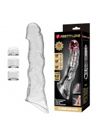 Прозрачный фаллоудлинитель с 3 вставками - 28 см. - Baile - в Норильске купить с доставкой