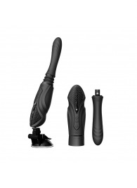 Черная секс-машина с функцией нагрева, насадками и присоской Sesh - Zalo - купить с доставкой в Норильске