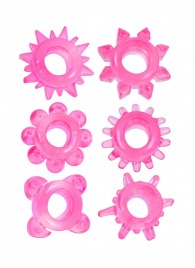 Набор из 6 розовых эрекционных колец с различным рельефом - Erowoman-Eroman - в Норильске купить с доставкой