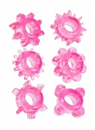 Набор из 6 розовых эрекционных колец с различным рельефом - Erowoman-Eroman - в Норильске купить с доставкой