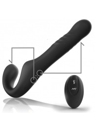 Черный безремневой страпон с вибрацией и возвратно-поступательными движениями - 24 см. - Ibiza - купить с доставкой в Норильске