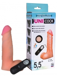 Фаллическая насадка Харнесс UNICOCK 5,5  с вибрацией - 17 см. - LOVETOY (А-Полимер) - купить с доставкой в Норильске