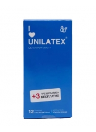 Классические презервативы Unilatex Natural Plain - 12 шт. + 3 шт. в подарок - Unilatex - купить с доставкой в Норильске