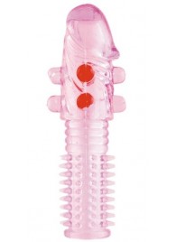 Гелевая розовая насадка с шариками и шипами - 14 см. - ToyFa - в Норильске купить с доставкой