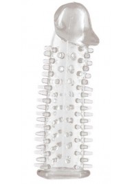 Прозрачная насадка на половой член с закрытой головкой и шипами - 12,5 см. - Toyfa Basic - в Норильске купить с доставкой