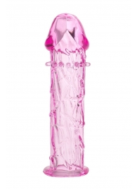 Гладкая розовая насадка с усиками под головкой - 12,5 см. - Toyfa Basic - в Норильске купить с доставкой