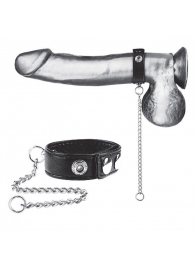 Утяжка на пенис с поводком Snap Cock Ring With 12  Leash - BlueLine - купить с доставкой в Норильске