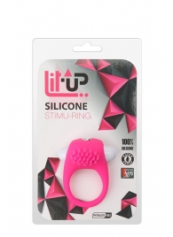 Розовое эрекционное кольцо с щеточкой LIT-UP SILICONE STIMU RING 5 - Dream Toys - в Норильске купить с доставкой