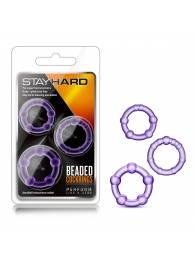 Набор из 3 фиолетовых эрекционных колец Stay Hard Beaded Cockrings - Blush Novelties - в Норильске купить с доставкой