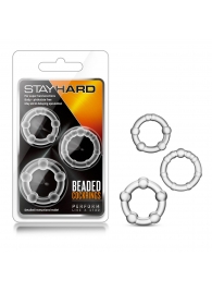 Набор из 3 прозрачных эрекционных колец Stay Hard Beaded Cockrings - Blush Novelties - в Норильске купить с доставкой