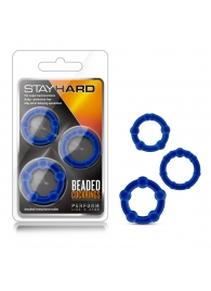 Набор из 3 синих эрекционных колец Stay Hard Beaded Cockrings - Blush Novelties - в Норильске купить с доставкой