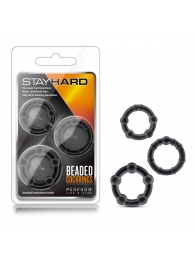 Набор из 3 чёрных эрекционных колец Stay Hard Beaded Cockrings - Blush Novelties - в Норильске купить с доставкой