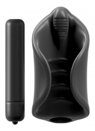 Чёрный мастурбатор Vibrating Silicone Stimulator с вибрацией - Pipedream - в Норильске купить с доставкой