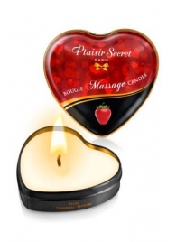 Массажная свеча с ароматом клубники Bougie Massage Candle - 35 мл. - Plaisir Secret - купить с доставкой в Норильске