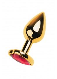 Золотистая анальная пробка с кристаллом-сердцем - 7,5 см. - ToyFa - купить с доставкой в Норильске