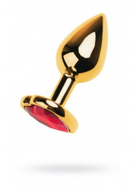 Золотистая анальная пробка с кристаллом-сердцем - 7,5 см. - ToyFa - купить с доставкой в Норильске