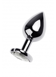 Серебристая анальная пробка с прозрачным кристаллом-сердцем - 8 см. - ToyFa - купить с доставкой в Норильске