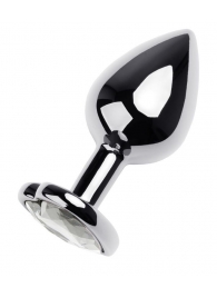 Серебристая анальная пробка с прозрачным кристаллом-сердцем - 8 см. - ToyFa - купить с доставкой в Норильске