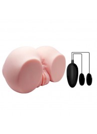 Телесный мастурбатор с двумя любовными тоннелями и вибрацией - Baile - в Норильске купить с доставкой