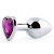 Серебристая анальная пробка с фиолетовым кристаллом-сердечком - 8 см. - Anal Jewelry Plug - купить с доставкой в Норильске