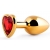Золотистая анальная пробка с красным стразом-сердечком - 8 см. - Anal Jewelry Plug - купить с доставкой в Норильске