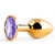 Золотистая анальная пробка с фиолетовым стразом - 7,2 см. - Anal Jewelry Plug - купить с доставкой в Норильске