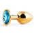 Золотистая анальная пробка с голубым стразом - 7,2 см. - Anal Jewelry Plug - купить с доставкой в Норильске