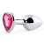 Серебристая анальная пробка с розовым кристаллом-сердечком - 7 см. - Anal Jewelry Plug - купить с доставкой в Норильске