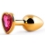 Золотистая анальная пробка с малиновым кристаллом-сердечком - 7 см. - Anal Jewelry Plug - купить с доставкой в Норильске