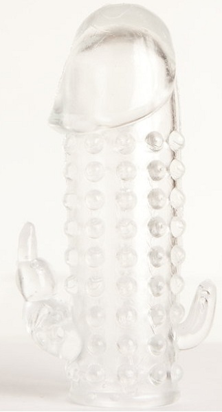 Гелевая прозрачная насадка с 2 отростками - 13 см. - Toyfa Basic - в Норильске купить с доставкой