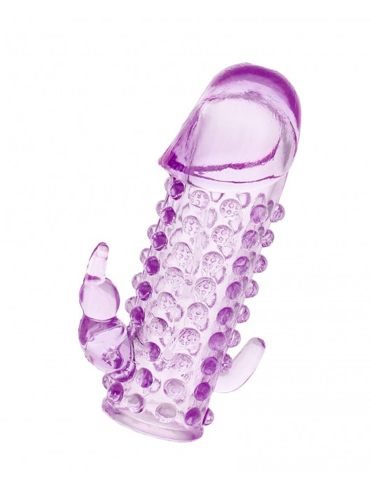 Закрытая фиолетовая насадка с 2 отростками - 13 см. - Toyfa Basic - в Норильске купить с доставкой