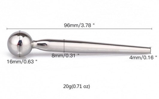 Гладкий металлический уретральный плаг с шариком - 9,6 см. - Notabu - купить с доставкой в Норильске