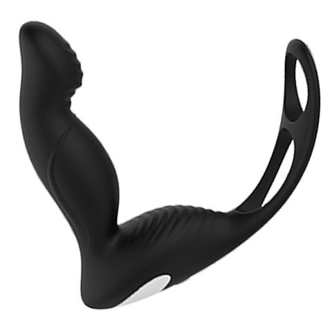 Черный вибромассажер простаты P-PLEASER W ERECTION ENHANCE - Dream Toys - в Норильске купить с доставкой