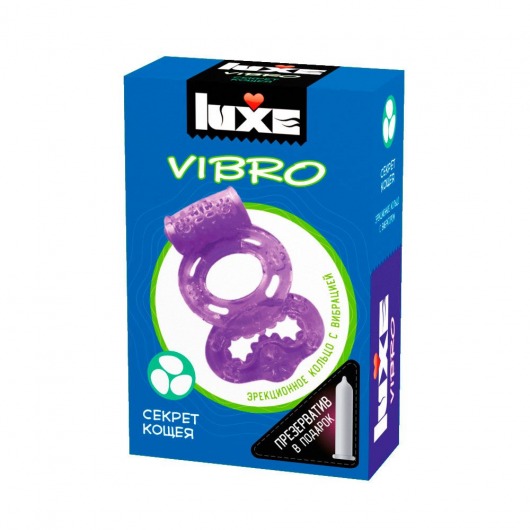Фиолетовое эрекционное виброкольцо Luxe VIBRO  Секрет Кощея  + презерватив - Luxe - в Норильске купить с доставкой