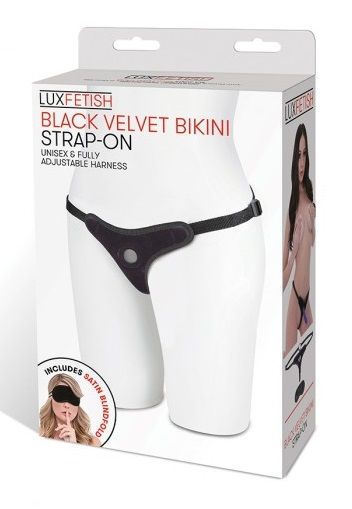 Черные плюшевые трусики для страпона - Lux Fetish - купить с доставкой в Норильске