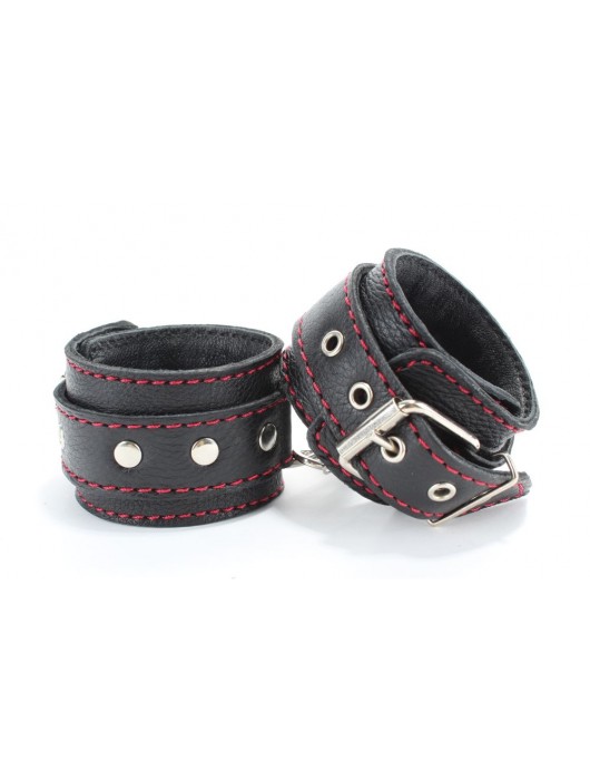 Черный бондажный набор с красной строчкой - БДСМ Арсенал - купить с доставкой в Норильске