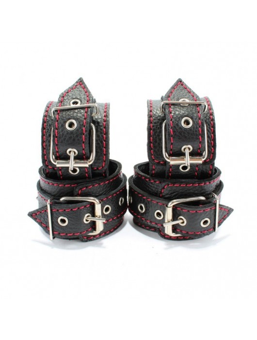 Черный бондажный набор с красной строчкой - БДСМ Арсенал - купить с доставкой в Норильске